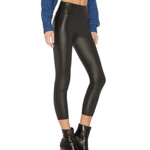 100% Leather Black Pants Leggings Made In USA High Waist Band Small